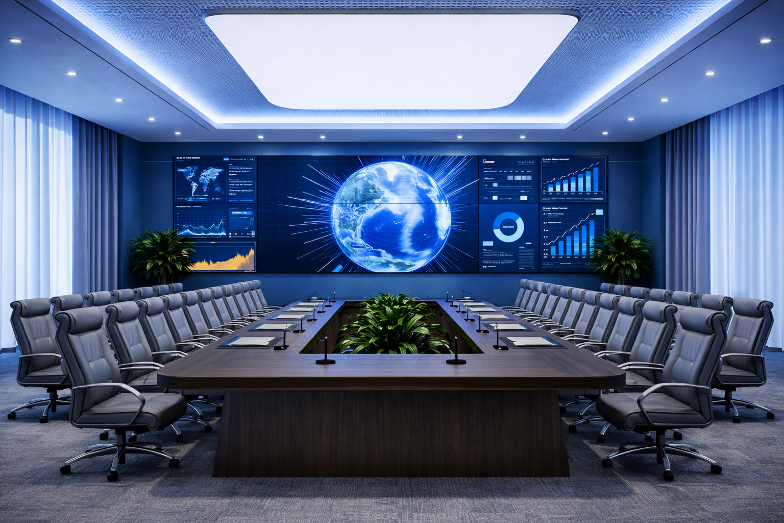 Hệ thống màn hình ghép phòng họp hiển thị nội dung lớn, giải pháp video wall cho doanh nghiệp